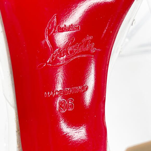 Christian Louboutin Degramule Silver PVC Strass Gradient Mule Sandal Heels EU 36 - Picture 11 of 12